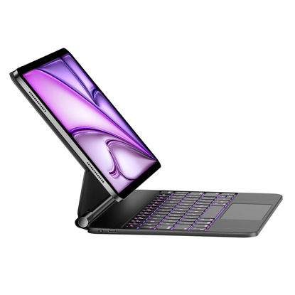 Picture of HOU Keyboard Case for iPad Air 11 inch 2024 (M2)&iPad Pro 11 Inch (4th/3rd/2nd/1st) Gen 2022,iPad Air 5th&4th Generation Case with Keyboard,Magic-Stand, Multi-Touch Trackpad,7 Colors Backlight,Black