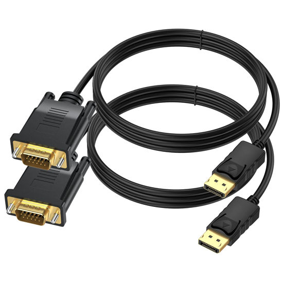 Picture of DisplayPort to VGA Cable 3 Ft, 2-Pack Display Port DP to VGA Adapter Cord Male to Male HD Video 1080P for Computer, Monitor, TV, Projectorr