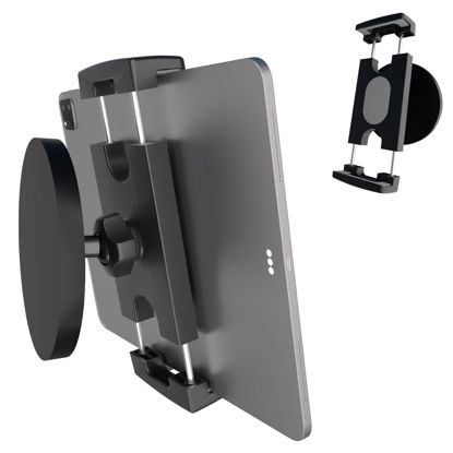 Picture of VasSmtCPH Magnetic Tablet Holder Fridge Tablet Mount for Cabinet Whiteboard Gym Warehouse and More fits 4.7-12.9 inch Phones and Tablets, 360°Adjustable 3.5" Magnetic Base
