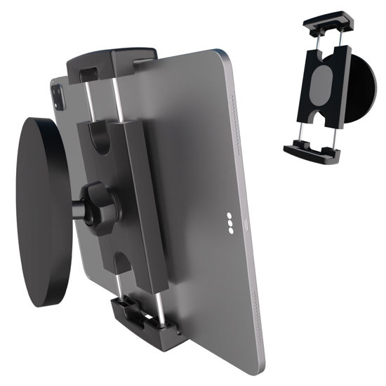 Picture of VasSmtCPH Magnetic Tablet Holder Fridge Tablet Mount for Cabinet Whiteboard Gym Warehouse and More fits 4.7-12.9 inch Phones and Tablets, 360°Adjustable 3.5" Magnetic Base