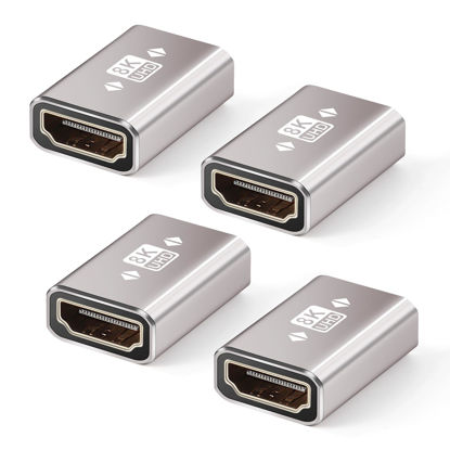 Picture of HDMI Coupler 8K, 4-Pack HDMI 2.1 Female to Female Adapter, HDMI Extender, Support 8K@60Hz, 4K@120Hz, Compatiable with HDTV Roku TV, Monitors, Laptop, Projector, ARC for Laptop