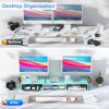 Picture of gianotter Dual Monitor Stand Riser, Desk Organizer With Drawer and 2 Pen Holders, Desk Accessories & Workspace Organizers, Monitor Stand for Desk, Office Decor Essentials (Blue)