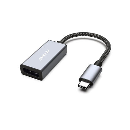 Picture of FLY KAN USB C to Female DP 1.4 Cable 8K/60Hz,4K/144Hz,USB-C to DP Video Adapter,M/F-HBR3/HDR/DSC-Compatible for MacBook Pro/Air,iPad, iPhone 15 and XPS etc.(7.08in/18cm),Metal