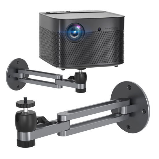 Picture of Liboer Foldable Projector Wall Mount Universal Adjustable Ceiling Wall Projector Mount Aluminum Alloy Projectors Stand,1/4" and M6 Screw Size (Foldable Wall Mount)