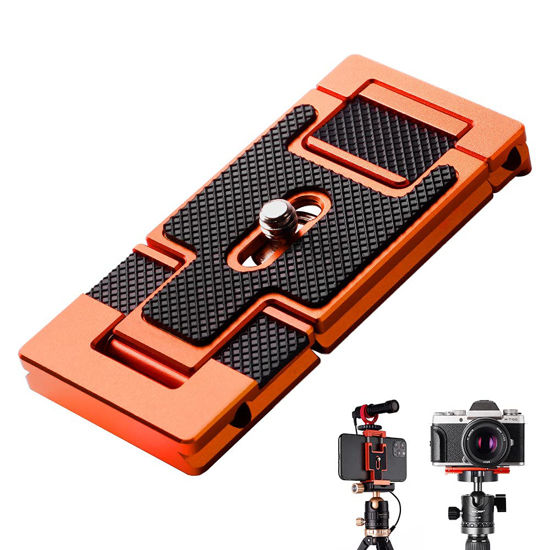 Picture of K&F Concept Aluminum Alloy Quick Release Plate with 1/4 Inch Screw for Camera, Cage, Cellphone etc (Orange)