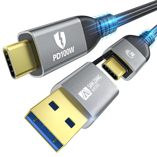 Picture of For Thunderbolt 4 Cable 40Gbps 2 in 1 USB C Cable 100w E-Marker 8k/5k Single and 4k Dual Displayport Cable Video Type C Cable USB C to USB C/A cable Fast Charging Data Transfer Cable 3.3FT