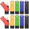 Picture of KEXIN 16GB Flash Drive 10 Pack USB 2.0 Thumb Drives Swivel USB Memory Stick Bulk USB Drive with LED Light Stylish Colorful Pen Drive for Photo Video File Music - Green, Red, Black, Blue, Yellow,16 G
