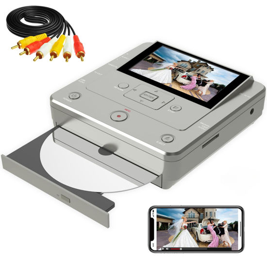 Picture of VHS to Digital Converter, DVD Recorder for TV Recording, VCR/Camcorder/RCA to USB Device/SD Card/HDD, Smart Phone WiFi to DVD/USB/SD/HDD Copy, Free APP Media Burner【AV Cable & 10 Pcs DVD-R Included】