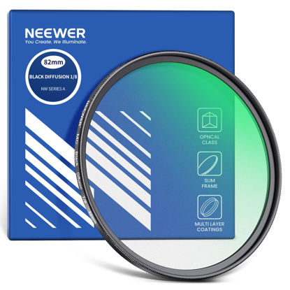 Picture of NEEWER 82mm Black Diffusion 1/8 Filter Soft Dreamy Cinematic Effect Filter Ultra Slim Water Repellent Scratch Resistant Optical Glass, Multiple Nano Coatings for Video/Vlog/Portrait Photography