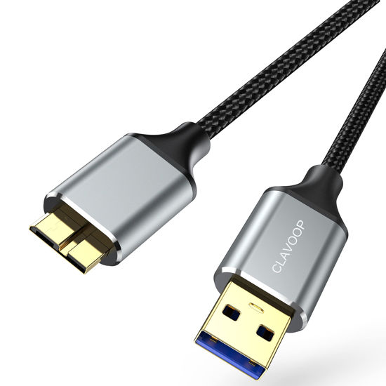 Picture of CLAVOOP USB 3.0 Micro B Cable 1.5 FT, External Hard Drive Cable 5 Gbps High-Speed USB A to Micro B Cord Compatible for Seagate Xbox One Toshiba WD Western Digital Hard Drive