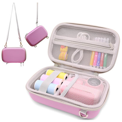 Picture of PLEAVEE Instant Print Film Camera Case for Kid Cameras & Digital Video Camera, Hard Storage Holder Organizer Bag Compatible with ESOXOFFORE/Dylanto/Anchioo/MINIBEAR and More (Pink)