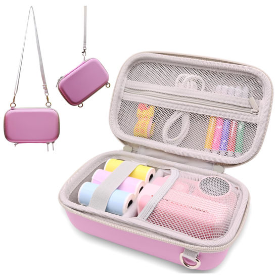 Picture of PLEAVEE Instant Print Film Camera Case for Kid Cameras & Digital Video Camera, Hard Storage Holder Organizer Bag Compatible with ESOXOFFORE/Dylanto/Anchioo/MINIBEAR and More (Pink)