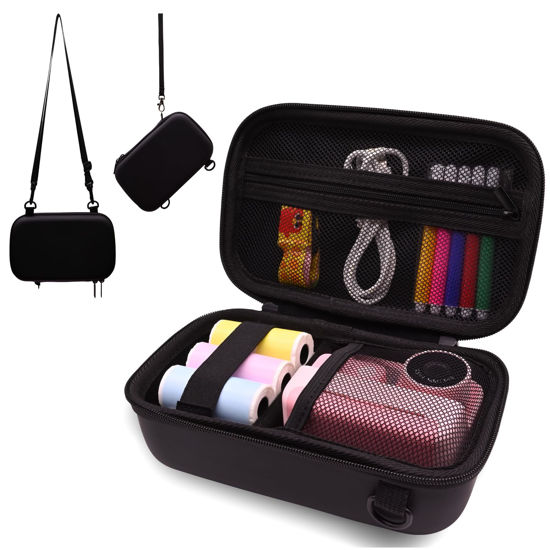 Picture of PLEAVEE Instant Print Film Camera Case for Kid Cameras & Digital Video Camera, Hard Storage Holder Organizer Bag Compatible with ESOXOFFORE/Dylanto/Anchioo/MINIBEAR and More (Black)