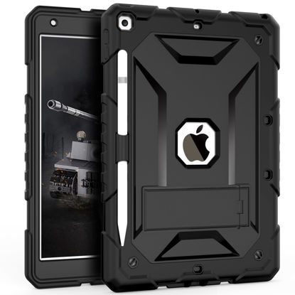 Picture of TIMISM iPad 9th Generation Case, iPad 8th/7th Generation Case, iPad 10.2 2021/2020/2019 Case with Kickstand, Heavy Duty Shockproof Hard Hybrid Three Layer Protective Cover, Black