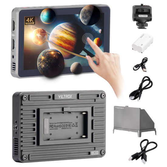 Picture of VILTROX DC-X2 6 Inch Touchscreen Camera Field Monitor, Professional Photographic Monitor 4K HDMI, 2000 nits, Camera Monitor with Battery, Sunshade Hood, 3D Lut, Peaking Focus Assist