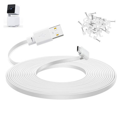 Picture of Smays 50 ft Extension Cable for WYZE Cam Pan v3 Outdoor Camera, Long Micro USB Power Adapter Cord, 90 Degree White