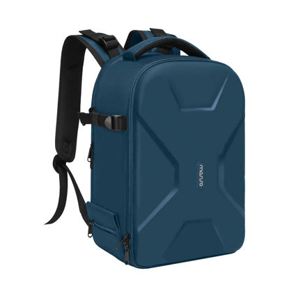 Picture of MOSISO Camera Backpack, DSLR/SLR/Mirrorless Photography Camera Bag Full Open Waterproof Hardshell Case with Insert&Tripod Holder&Laptop Compartment Compatible with Canon/Nikon/Sony, Teal Blue