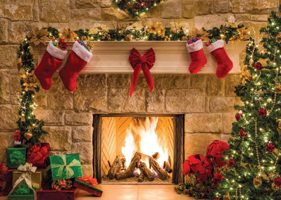 Picture of CYLYH 8x6ft Christmas Photography Backdrops Child Christmas Fireplace Decoration Background for PhotoChristmas Party Background