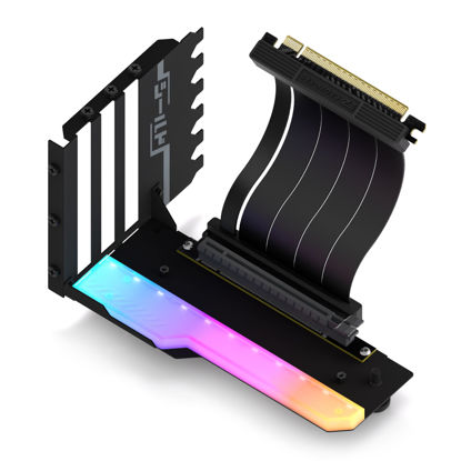 Picture of EZDIY-FAB Vertical GPU Mount with High-Speed PCIE 4.0 Riser Cable, ARGB Module, 115mm/4.52in Flexible Extension, 90 Degree Connector, Only Compatible to Full-Opened PCIe Slots-Black-YIHPI344-2