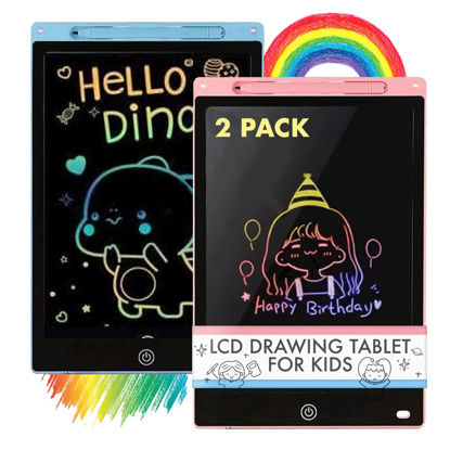 Picture of 2-Pack Kids Drawing Pad, Drawing Tablets for Kids, Kids Writing Tablet, Doodle Pad. LCD Drawing Tablet for Toddlers, Fun Educational Colorful Durable Gift for Birthdays, Great for Art and School Draft