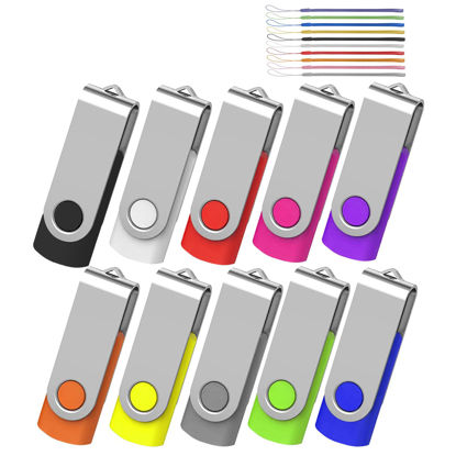 Picture of AreTop 32GB Flash Drive, Pack of 10 USB Drive, Portable Keychain Lanyard Thumb Drive for Date Storage, Jump Drive Colorful Multipack, USB2.0 USB Flash Drive 10 Pack(10 Pack 32GB, Mix-Colors)