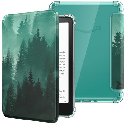 Picture of MoKo Case for All-New 7" Kindle Paperwhite 12th Gen 2024&Kindle Colorsoft Signature Edition 2024, Ultra Clear Soft Flexible Transparent TPU Back Cover Light Shell with Auto Wake/Sleep, Green Forest