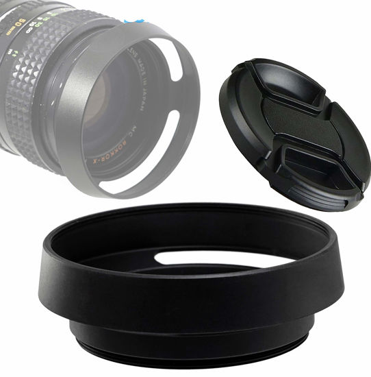 Picture of Fotasy 49mm Metal Curved Lens Hood, 49mm Vented Hood, 49mm Lens Hood for Fuji Leica Leitz Panasonic Olympus Panasonic Sony Lens, 49mm Screw-in Lens Hood