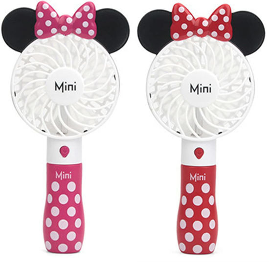 Picture of Cute Personal Mini Fan, Handheld & Portable USB Rechargeable 1 Speed USB Fans with Colorful LED Light Adjustable, for Indoor Or Outdoor Activities, Cute Mouse (Pink+Rose)