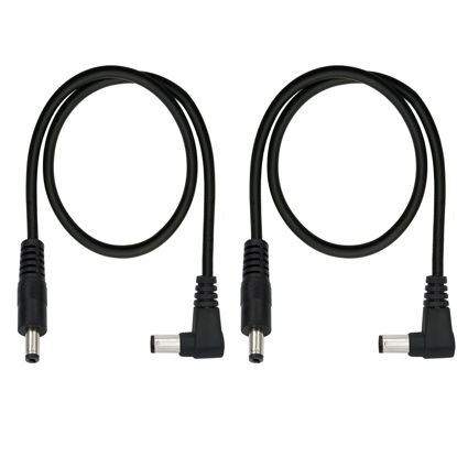 Picture of GINTOOYUN Right Angle DC to DC Male Power Cable,22AWG DC 5.5MM x 2.1MM Male to 90 Degree DC Male Plug Patch Wire Adapter Extension Cord for Strip Lihgt,CCTV,Car,Monitors,etc(2 Pcs)
