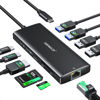Picture of USB C Hub Multiport Adapter,10 in 1 USB C to USB HDMI Ethernet Hub USB C Dongle for MacBook Pro/Air, iPad Pro,Dell with 4K@60Hz HDMI+Ethernet+4USB+1USB-C Data Port+SD/TF Card Reader+100W PD (Black)