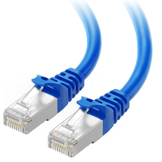 Picture of Cable Matters 10Gbps Snagless Long Shielded Cat6A Ethernet Cable 35 ft (SSTP, SFTP Shielded Ethernet Cable, Shielded Cat6 Cable, Cat 6 Shielded Network Cable) in Blue