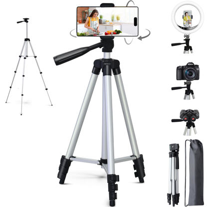 Picture of Tripod,Suitable for cameratripod,Telescope Tripod,Mobile Video/Live Streaming,projectors,Circular Lights,with an Extension Height of 43.4in,Silver 0.84 pounds