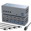 Picture of 8K@60Hz USB3.0 DisplayPort KVM Switch 2 Monitors 4 Computers 4K@120Hz Dual Monitor KVM Switch DisplayPort 1.4 KVM Switch Support Hotkey Switching with 1.5m Desktop Controller