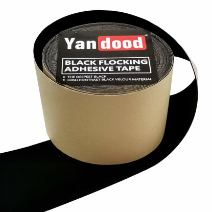 Picture of Black Flocking Adhesive Tape 5in x 48ft Projection Screen Felt Tape Border Ultra High Contrast Deep Black Felt Strips for Projector Screen Frame DIY