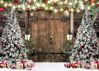 Picture of Alltten 7X5FT Christmas Photo Backdrop Rustic Barn Wood Door Christmas Backdrop Christmas Tree Gifts Decor Background Family Xmas New Year Party Supplies F103
