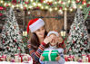 Picture of Alltten 7X5FT Christmas Photo Backdrop Rustic Barn Wood Door Christmas Backdrop Christmas Tree Gifts Decor Background Family Xmas New Year Party Supplies F103