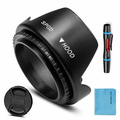 Picture of 49mm Lens Hood,Universal Tulip Flower Lens Hood Sun Shade with Centre Pinch Lens Cap for Canon Nikon Sony Pentax Olympus Fuji Camera