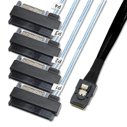 Picture of Sonilco Maximum Performance Cable Mini SAS 36P SFF-8087 to SFF-8482 HDD SATA Power Cord (2 Cables, 0.5 M / 1.6 Feet)