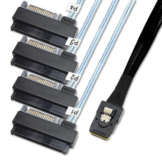 Picture of Sonilco Maximum Performance Cable Mini SAS 36P SFF-8087 to SFF-8482 HDD SATA Power Cord (2 Cables, 0.5 M / 1.6 Feet)