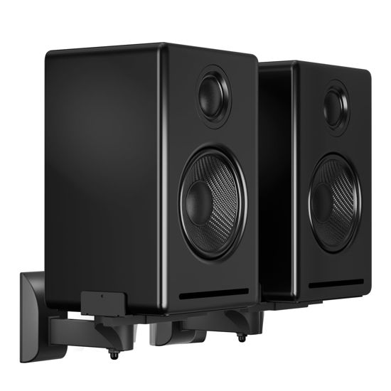 Picture of suptek Dual Side Clamping Bookshelf Speaker Wall Mounting Bracket for Large Surrounding Sound Speakers, Hold up to 66lbs Black SPM201XL