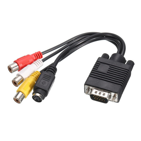 Picture of MECCANIXITY VGA to RCA Cable, 3RCA + S-Video Adapter VGA Cable for TV PC Computer