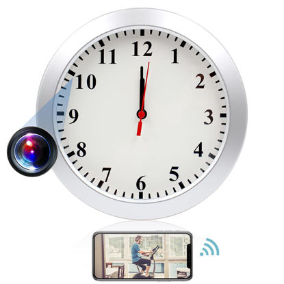 Picture of Hidden Camera Clock, Spy Camera HD 1080P WIFI Mini Wall Clock Camera, Wireless Security Surveillance Camera Motion Detection and Video Recoder, Nanny Cam for Home/ Apartment/Office, Hidden Spy Cameras