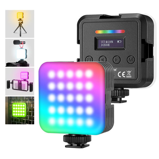 Picture of NEEWER Magnetic RGB Video Light, 2 Pack 360° Full Color RGB61 LED Camera Light with 3 Cold Shoe Mounts/CRI 97+/20 Scene Modes/2500K-8500K/2000mAh Rechargeable Portable Photography Selfie Lighting