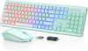 Picture of Wireless Keyboard and Mouse Combo - RGB Backlit, Rechargeable & Light Up Letters, Full-Size, Ergonomic Tilt Angle, Sleep Mode, 2.4GHz Quiet Keyboard Mouse for Mac, Windows, Laptop, PC, Mint Green