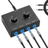 Picture of 4 Way 3.5mm Stereo Audio Switch, AUX 3.5mm Audio Switch Audio Switcher Passive Speaker Headphone Manual Selector Splitter Box Audio Sharing (4/1 in -1/4 Out)