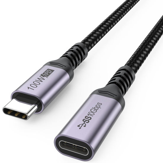 Picture of DteeDck USB C Extension Cable 6.6ft, 100W Charging/10Gbps Data Transfer/4K Video USBC 3.2 Type C Extender Cord, USB3.2 Gen2 Male to Female for Laptop Tablet Mobile Phone and More
