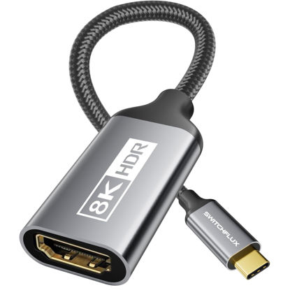Picture of SWITCHFLUX USB-C to HDMI 2.1 Adapter | 8K@60Hz,4K@144Hz,2K@165Hz High-Speed USB Type C 3.1 to HDMI 8K Converter [Thunderbolt 3/4 Compatible] for MacBook Pro/Air,iPad, Other USBC Laptops