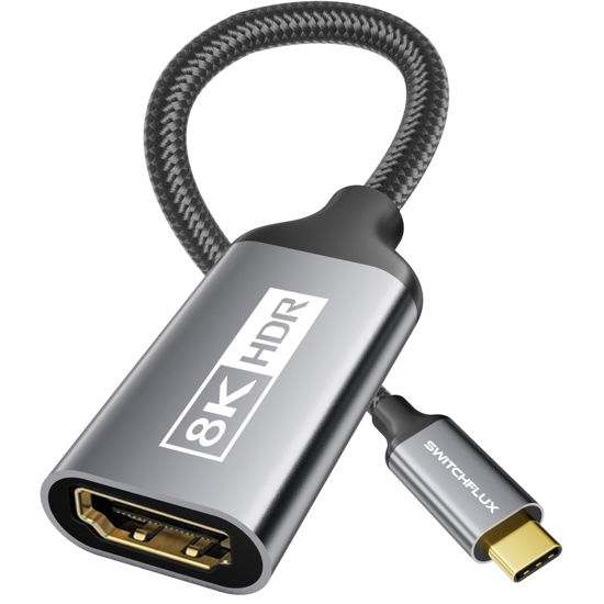 Picture of SWITCHFLUX USB-C to HDMI 2.1 Adapter | 8K@60Hz,4K@144Hz,2K@165Hz High-Speed USB Type C 3.1 to HDMI 8K Converter [Thunderbolt 3/4 Compatible] for MacBook Pro/Air,iPad, Other USBC Laptops