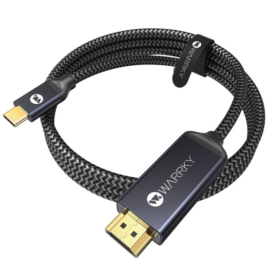 Picture of Warrky USB C to HDMI Cable 10ft (4K@60Hz) [Aluminum Shell, Gold-Plated Plug] Type-C to HDMI 2.0 Cord, Thunderbolt 4/3 Compatible with iPhone 15 Series, MacBook Pro/Air, Galaxy, Surface, Dell, iPad