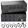 Picture of KVM Switch 2 Monitors 4 Computers HDMI, KCEVE 8K@60Hz, 4K@144 Hz USB 3.0 KVM Switcher Box with EDID Emulator for 4 Computers Share Mouse Keyboard and Monitor, Stable Chip, Great Compatibility